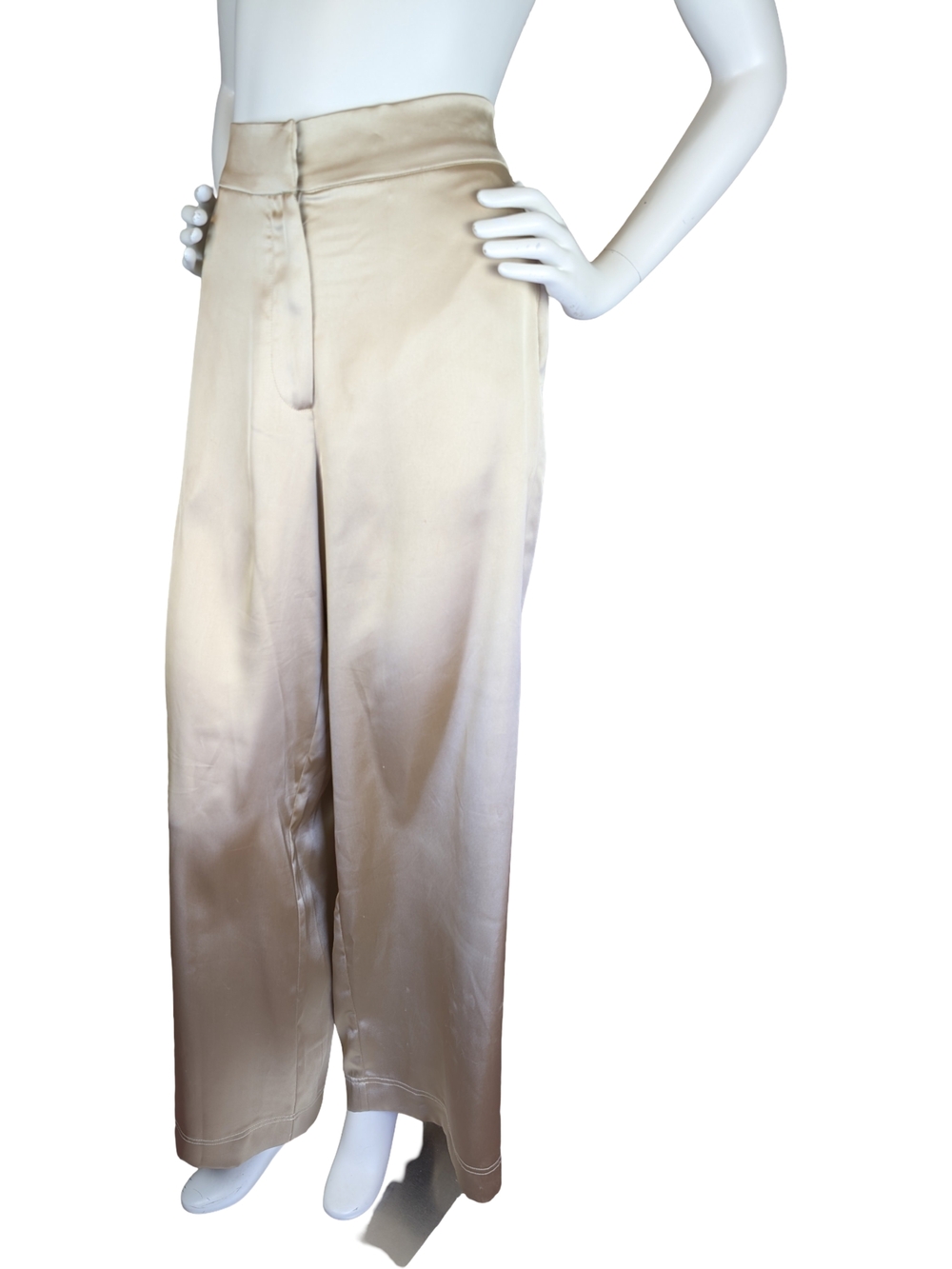 House of Harlow 1960 Champagne Satin Wide Leg Palazzo Pants Size Small - Picture 3 of 13